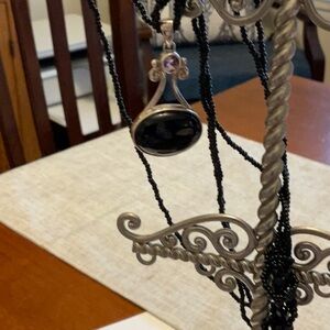 Sterling silver Pendant Necklace with dark Amethyst and Light Amethyst Accent